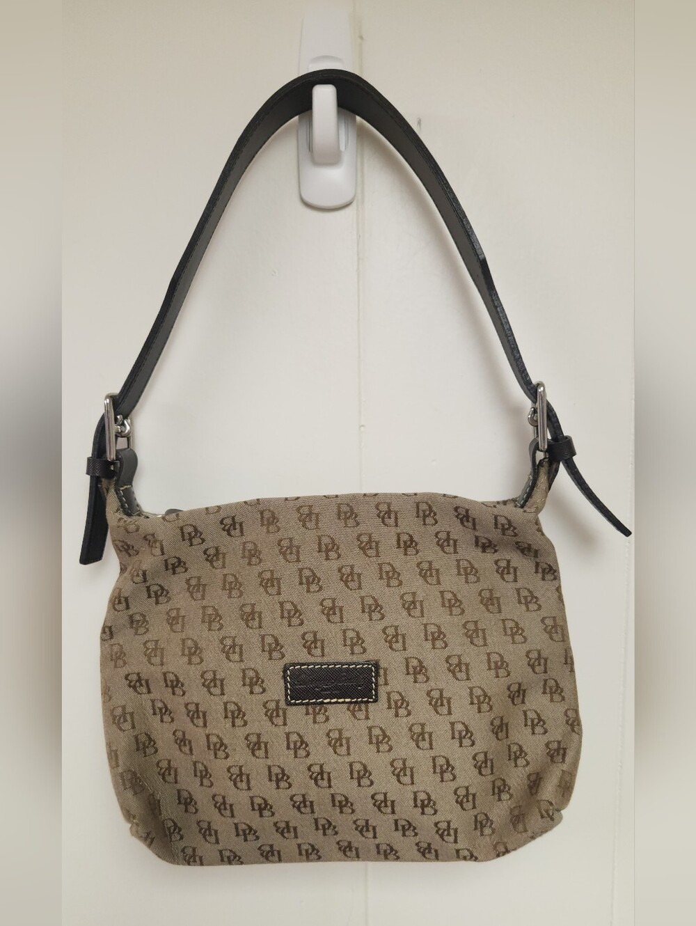 Dooney & Bourke Signature Monogram Canvas & Leather Shoulder Bag Near Perfect!!